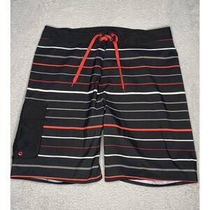 RocaWear Board Short Mens Size 42 Black With Stripes And Pockets Swim‎ Trunks